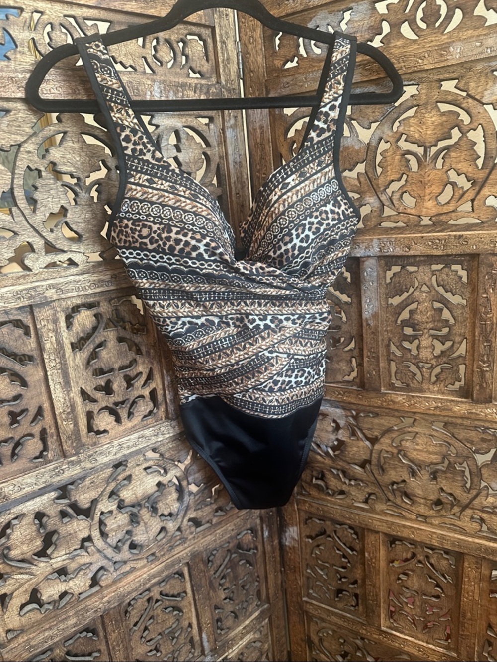 Miraclesuit Animal Print One-Piece Swimsuit in Black and Tan